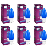 Philips Led Deco Blue 0.5W Glass Candle (Pack Of 6)