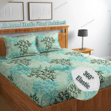 Decent Home 240 Tc Cotton Double Floral Fitted (Elastic) Bedsheet(Pack Of 1, Fitted Green Premium)