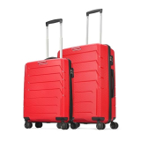 Aristocrat Chroma Set Of 2 Hard Luggage (55Cm And 65Cm) | Cabin And Medium Check-In Luggage | Robust Construction With Strong Wheels, Rust-Free Trolley, Secured Zip And Secured Combination Lock | Red