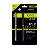 Jaquline Usa Onestroke Super Black Kajal Twin Pack, Smudge Proof, Water Proof, Black, Matte Finish (Pack Of 2)