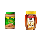 Disano Peanut Butter, All Natural, Creamy, Unsweetened, 30% Protein, Gluten Free, Non Gmo, 1Kg & Pure Honey, 500Gm