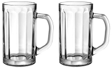 Amazon Brand – Solimo Ariel Glass Beer Mug Set, 470Ml, Set Of 2, Transparent