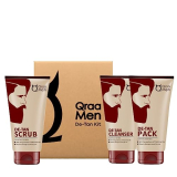 Qraa Men De-Tan Kit For Instant Tan Removal | For Skin Lightening & Brightening | Dirt & Blackhead Removal |Tan Removal Face Cleanser, Scrub & Pack | 320Gm (Pack Of 3)