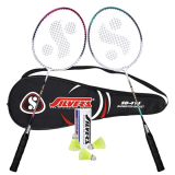 Silver’S Alloy Steel Sb-414 Badminton Kit (2 Racquets With Full Cover, 1 Box Shuttlecock Pack Of 3),Red
