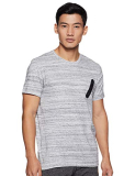 Van Heusen Men Athleisure Crew Neck T-Shirt – 100% Combed Cotton – Short Sleeve, Zipper Accent_60028_Grey_S
