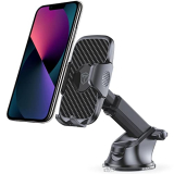 Tukzer Universal Car Mount Mobile Holder Stand| Strong Suction Cup, Double Shift Locking For Dashboard Windshield| Quick Touch Release, Long Telescopic Arm, 360° Rotatable Head| For All Mobile Phones,Black