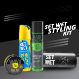 Set Wet Men’S Styling Kit-Deodorant(150Ml),Clay Hair Wax(60G),Hair Spray(200Ml) & Pouch Hair Wax(4)