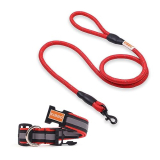 Kibbo Premium Nylon Strong Highly Reflective Threads Dog Leash And Collar For Medium To Large Dogs| 5 Feet Long Leash, 15Mm / 0.6In Thick| Adjustable Dog Collar (41 Cm To 65 Cm) Large Red