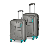 Safari Crypto 55 & 65 Cms Polycarbonate Gunmetal Cabin Trolley Bag, 4 Wheels Hard Suitcase, Premium Luggage For Travel (Cryptosm4Wgnm)