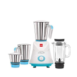 Cello Grind-N-Mix Elite Mixer Grinder, 500 Watts, 3 Stainless Steel Jar And 1 Juicer Jar, Blue And White