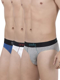 One8 By Virat Kohli Men’S Cotton Briefs (Pack Of 3) (102C1_White/Grey Mel/Royal Blue_Small_White,Gery Melange & Royal Blue_S)
