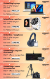 🎉 Coupons in Laptops, Headphones & Smartwatches | 5th – 7th May🌟 Laptops🎟️ Coupon Code: AMZLAP5– Flat 5% offer on Laptops purchases🌟  Wearables🎟️ Coupon Code: AMZSW5– Flat 5% offer on Smartwatches purchases🌟 Headphones🎟️ Coupon Code: AMZHP5– Flat 5% offer on Headphones purchases🌟  Tablets🎟️ Coupon Code: AMZTAB750– Flat ₹750 offer on Tablets on a minimum purchase of ₹4,999🌟  Computer Accessories🎟️ Coupon Code: AMZPCA5– Flat 5% offer on Computer Accessories purchases🌟  Cameras🎟️ Coupon Code: AMZCAM5– Flat 5% offer on Cameras purchases