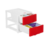 Amazon Brand – Solimo Premium Plastic Multipurpose Modular Drawer For Home And Office – Small (2 Racks, Red, Rattan Design)