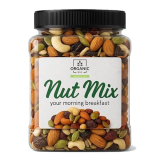 Organic Box Healthy Nutmix 1Kg, Dried Almonds, Black Raisins, Cashewnuts, Cranberries, Black Dates & Many More. (Jar Pack)