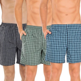 Gc Supplier Men’S Cotton Regular Fit Checkered Boxer Shorts With Inside Comfortable Elastic Waistband, Assorted Pack Of 3