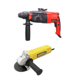 Cheston 850W 26 Mm Reversible Rotary Hammer Drilling Machine I 1100Rpm I 3 Modes & Sds 5-Drill Bits With Case + 850W 4-Inch Angle Grinder For Polishing Cutting Grinding Works On Metal Wood Wall
