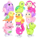 Graphene Wind Up Key Operated Jumping Animal,Bird Toys For Kids Infant Toddler Crawling Toys For Moving 1-5 Years Birthday Gift Duck,Monkey,Dinosaur,Sparrow Baby Toys (Randomly Pack Of 3) Multicolour