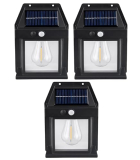 Glun® Outdoor Solar Led Tungsten Wire Light Lamp Wireless Motion Sensor With Ip65 Protection, Water & Dustproof With Wide Angle Lighting Pack Of 3