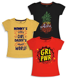 X2O Girl’S Animal Print Regular Fit T-Shirt (Gts_Hf_Dadw_22_P1_Ct_Yellow 3 4 Years)