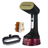 Hamilton Beach Professional Garment Steamer, Steam Iron For Clothes, 1740Watt Fast Heat Up, Turbo Steam Mode, Detachable Fabric Brush, Large 300Ml Water Tank, Ergonomic Handle, 2M Cord, Black