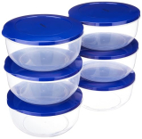 Amazon Brand – Solimo Nestable & Stackable Container Set, Round, 2700 Ml, Set Of 6, Blue