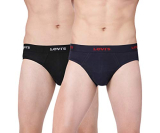 Levi’S Men’S Cotton Style #009 Neo Regular Fit Solid Brief (Pack Of 2) (#009-Brief-Blk/Navy-P2_Black, Navy_L)