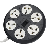 Elove Extension Board 6 Universal 220 Volts Socket 10Amp Multi Plug Power Socket Extension Cord Surge Protector With Led Indicator, 1.8 Meter Power Cord – Dark Grey