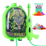 Graphene Hulk Holi Pichkari Superhero Water Gun For Kids Boy Girl 3.1L High Pressure Long Throw Backpack Dazzle Tank Adjustable Strap 100 Balloons 1Pkt Herbal Gulal Isi Approved Outdoor Summer Fun