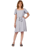 Vero Moda Women’S Polyester Fit And Flare Knee-Length Casual Dress (10279410-Ultimate Grey_Ultimate S)