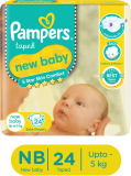 Pampers Active Baby Taped Diapers With Adjustable Fit – New Born(24 Pieces)