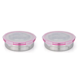 Steellock Airtight Stainless Steel Containers For Kitchen – Food Storage Containers With Lids Leak Proof For Fridge Office Kids School (1000 Ml, Pink, Pack Of 2, Sl-1600)