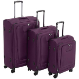 Amazonbasics 3 Piece Expandable Softside Spinner Luggage Suitcase With Tsa Lock And Wheels Set – Purple