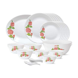 Larah By Borosil Opalware Dinner Set (White) – 33 Pieces