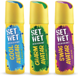 Set Wet Cool, Charm And Swag Avatar Deodorant Spray  –  For Men(450 Ml, Pack Of 3)