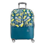 Genie Foliage Trolley Bag Large Size, 79 Cms Navy Blue Printed Hard Side Travel Bag For Women, 8 Wheel Luggage Suitcase For Travelling, Check In Luggage With Trolley