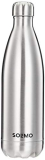 Amazon Brand – Solimo Stainless Steel Insulated 24 Hours Hot Or Cold Bottle Flask, 1000 Ml, Silver