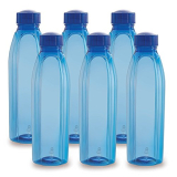 Cello Crystal Pet Bottle Set, 1 Litre, Set Of 6, Blue