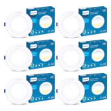 Philips Polycarbonate 10-Watt 3 Colours In 1 Led Downlighter|Starfit 3 Colours In 1 Led Downlighter For Home & Decoration|Colour : Tunable White, Pack Of 6