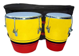 Gt Manufacturers Professional Two Piece Hand Made Wooden Bango Drum Set With Bag (Yellow Brown)