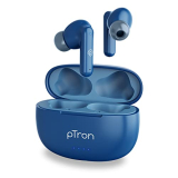 Ptron Bassbuds Zen In-Ear Tws Earbuds With Quad Mic Trutalk Enc Calls, 50Hrs Playtime, Bluetooth 5.3 Headphones With Mic, Deep Bass, Game/Music Modes, Touch Control, Type-C Fast Charging & Ipx4 (Blue)
