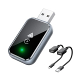 Kingone Wireless Carplay & Android Auto Adapter, 2 In 1 Wireless Carplay Adapter Convert Wired To Wireless For Cars, Extension Cable Usb-A & Usb-C/Type-C, Mini, Quick Connect, No Delay – Black