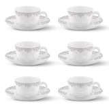 Larah By Borosil Lark Opalware Cup And Saucer Set Of 12 Pcs | Tea/Coffee Cups 145 Ml | Microwave & Dishwasher Safe | Bone-Ash Free | Crockery Set Ideal For Daily Use & Gifting, White