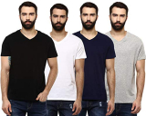Aventura Outfitters Men’S V Neck Half Sleeve Multi Color Solid T-Shirts Pack Of 4-3Xl (Ao31-3Xl)