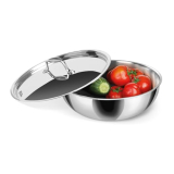 Milton Pro Cook Tri-Ply Stainless Steel Tasla With Lid, 26 Cm / 3.6 Litre, Kadai/Tasra, Even Heat Distribution, Easy To Clean, Induction Gas Stove Compatible, Silver, 3 Years Warranty