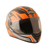Sage Square Isi Certified Abs Clear Visor, High Standard Safety, Enhanced Design, Extra Comfort, Enhanced Design Proud 45 Full Face Graphic Helmet (Medium, Black Matte – Orange)