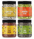 Greenfinity Healthy & Tasty Jumbo Pumpkin, Jumbo Sunflower – 250G, Flax Seeds, Chia Seeds – 300G Jar | Seeds For Eating | Immunity Booster Diet | Protein And Rich In Fibre