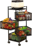 Kitchen Steel Modern Kitchen Storage Rack Folding Perforated Design Trolley Spice Fruits And Vegetable Onion Potato Organizer Stand Trolley With Wheel Kitchen Trolley (4 Layer Trolley) Refurbished