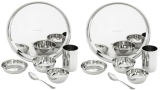 Amazon Brand – Solimo Dinner Set| Stainless Steel | Set Of 6 | Solid Mirror Finish | Silver (Pack Of 2)