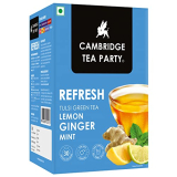 Cambridge Tea Party Refresh 30 Tea Bags, Lemon Ginger Mint Tulsi Green Tea (Immunity Booster With Natural Vitamins, Cleanse, Detox, Cold Relief, Weight Loss, Slim, Skin Glow)