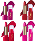 Milap Long Wear Waterproof Matte Lipstick Smudge Proof Lipstick Combo Set Of 4(Kit N Heals, A Girl’S Need, Too Bad I’Am Bad, Cherry Bomb, 16.8 G)